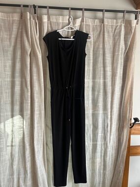 Michael Kors Black Sleeveless Drawstring Jumpsuit